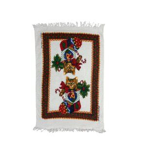Vintage Cat Christmas Hand Towel Stocking Bathroom Decor Revere Mills